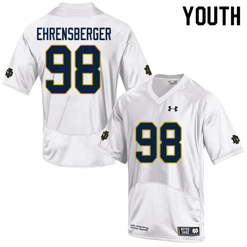 Youth #98 Alexander Ehrensberger Notre Dame Fighting Irish College Football Jerseys Sale-White - Click Image to Close